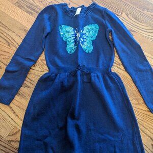 Gymbo navy butterfly sequin sweater dress (sz 8)